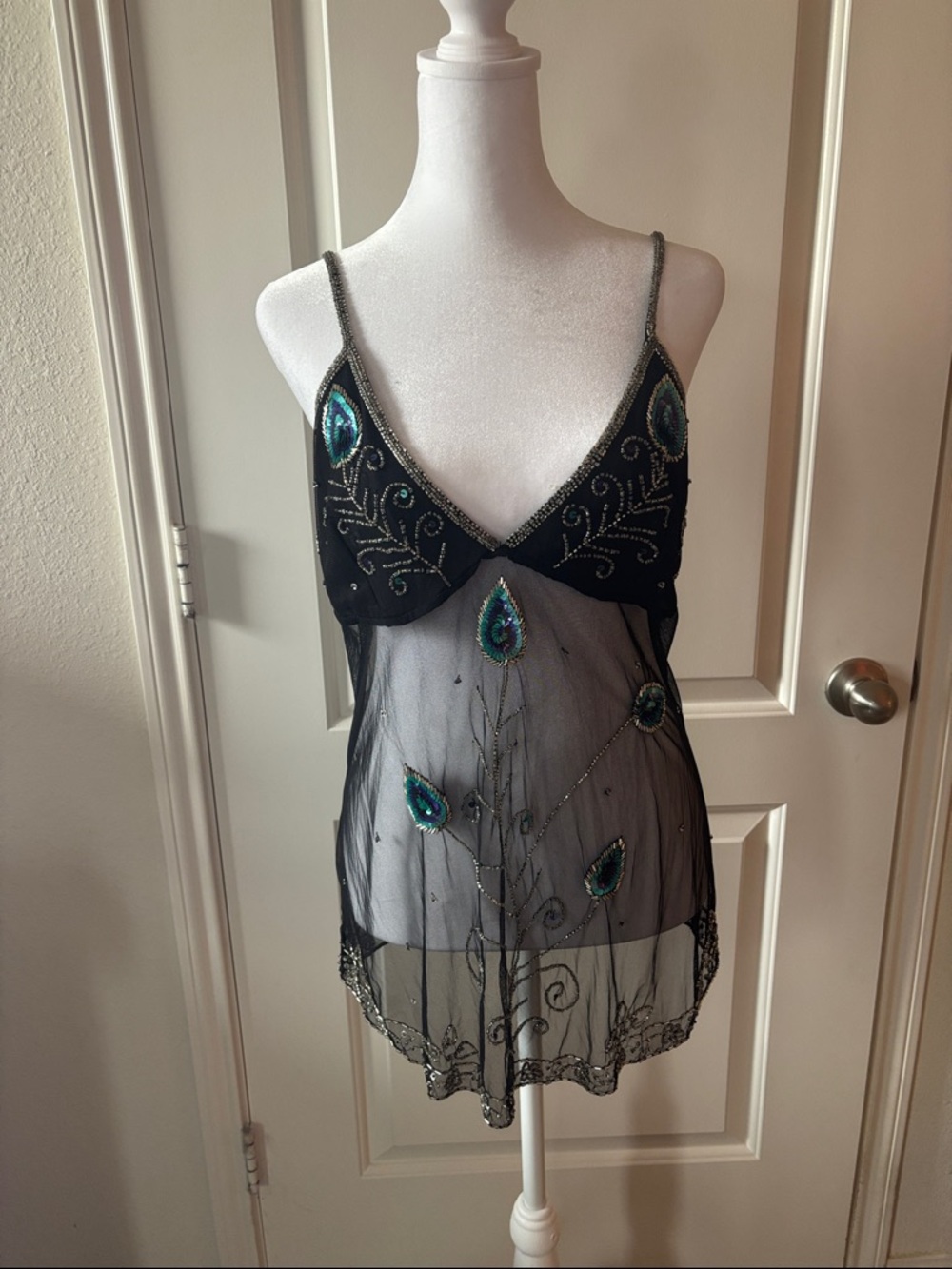 Wet Seal Black Mesh Dress with Silver Trim